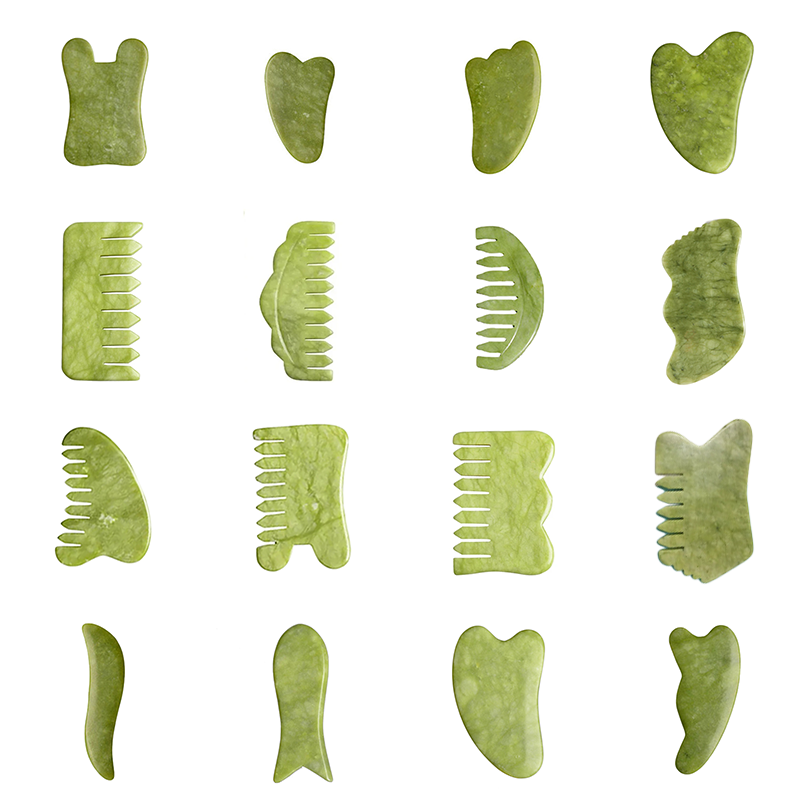 Jade Gua Sha Tool - Doğal Yeşil Xiuyu Gua Sha Kurulu