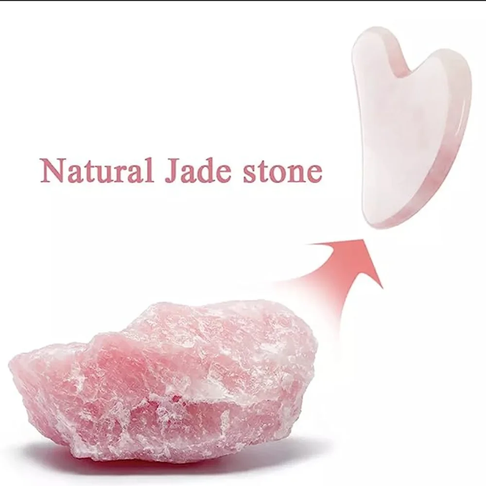 Jade Gua Sha Tool - Yüz Masaj Aleti İçin Gül Kuvarsı