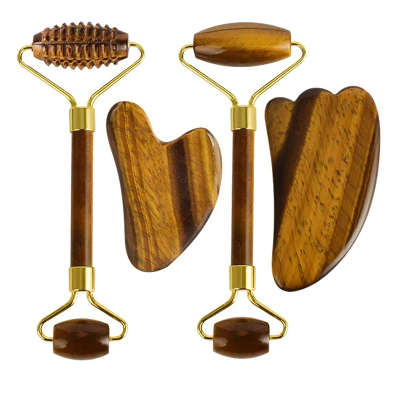 Jade Gua Sha Tool - Doğal Kaplan Gözü Yeşim Rulo Guasha