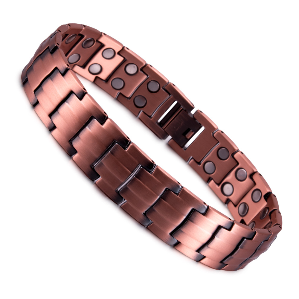 Health Wellness Bracelet - Erkekler için Premium Kırmızı Bakır Manyetik