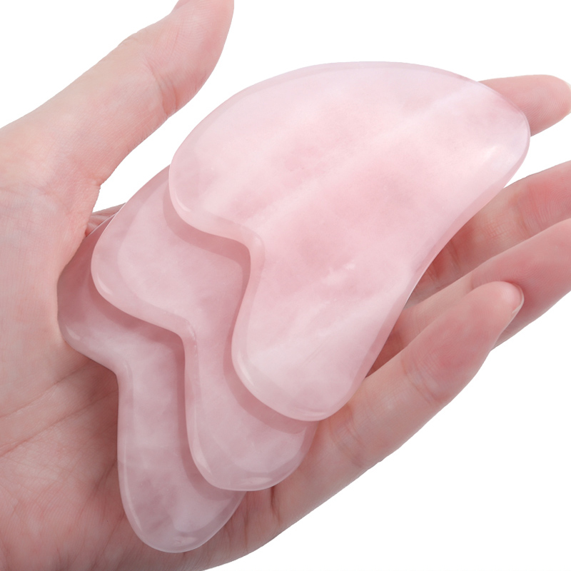 Jade Gua Sha Tool - Gül kuvars yeşim Guasha masaj aleti