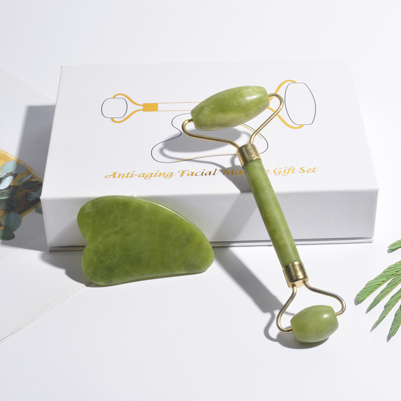 Jade Gua Sha Tool - Doğal Yeşim Rulo Yüz Gua Sha